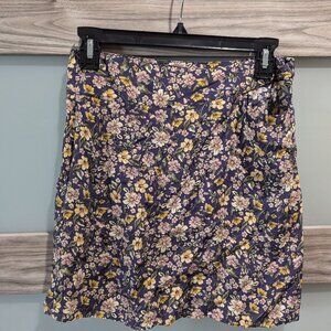 Elodie Purple Floral Mini Skirt Loop Detail